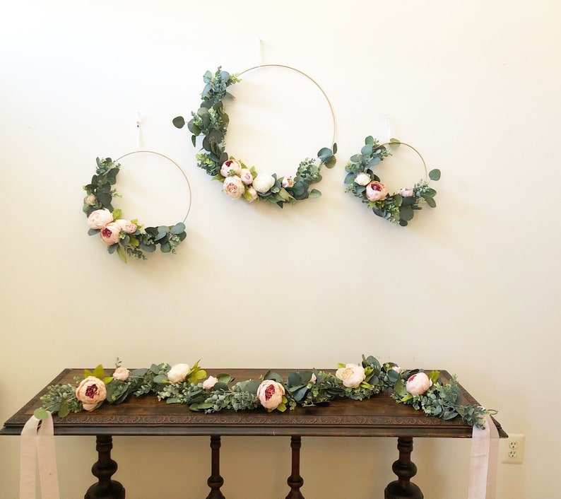 9 Ft Floral Garland Baby Shower Garland Greenery and Pink Etsy