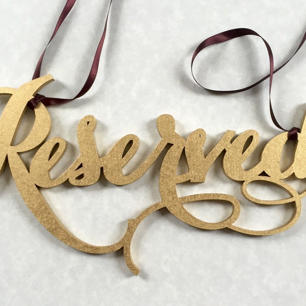 Reserved Pew Sign - Reserved Signs for Wedding - Wedding Reserved Signs - Reserved Chair Sign - Elegance Line