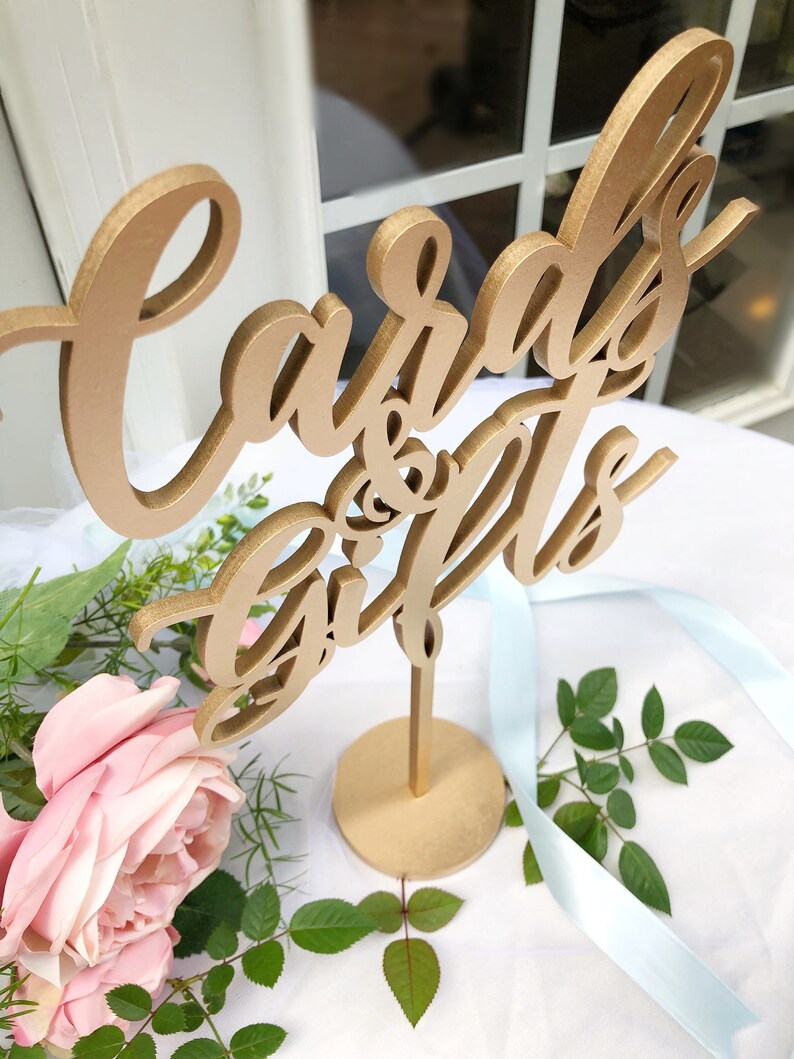 BEST SELLER Cards and Gifts Sign Party Signage Gold, Silver or DIY Laser Cut Gifts And Cards Sign Venice Line afbeelding 3