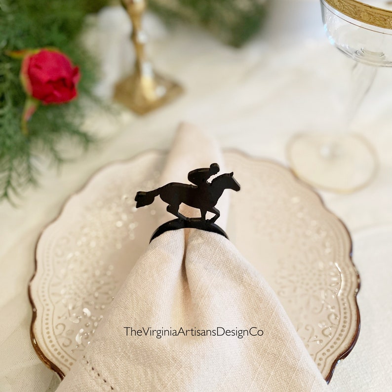 Race Horse Napkin Rings Kentucky Derby Themed Party Decor, Horse Themed Party, Horse Races Tailgate Party Decor image 1