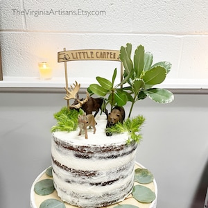 Little Camper Cake Topper - Wood Camping Baby Shower Decor
