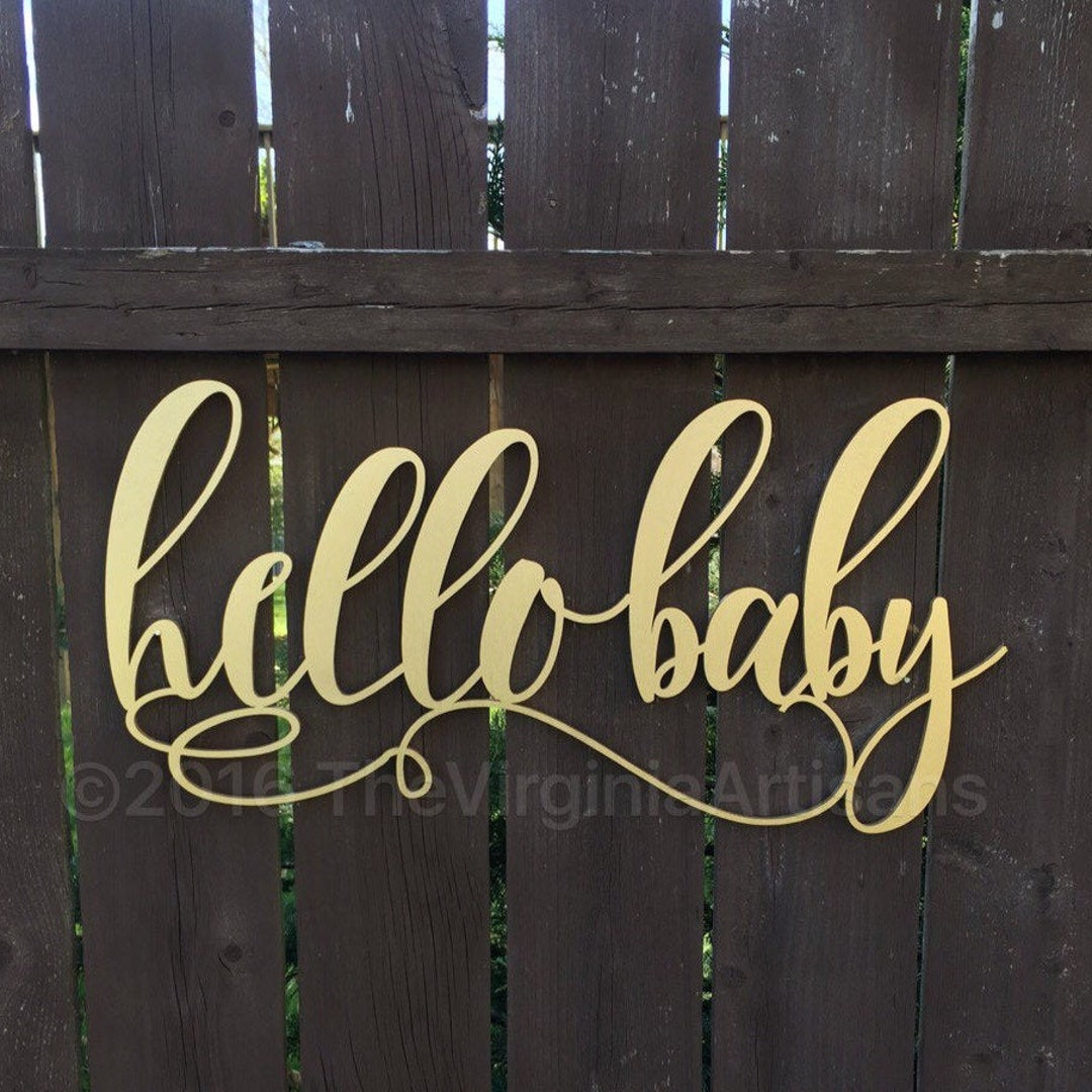 Hello Baby Sign Hello Baby Baby Shower Sign Rustic Baby Etsy
