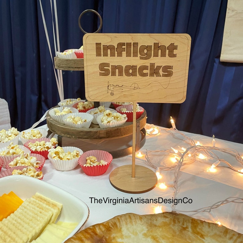 Inflight Snacks Sign/ Aviation Themed Table Sign, Aviation Party Decor / Baby Shower Vintage Airplane Baby Shower/ Birthday Decor image 5