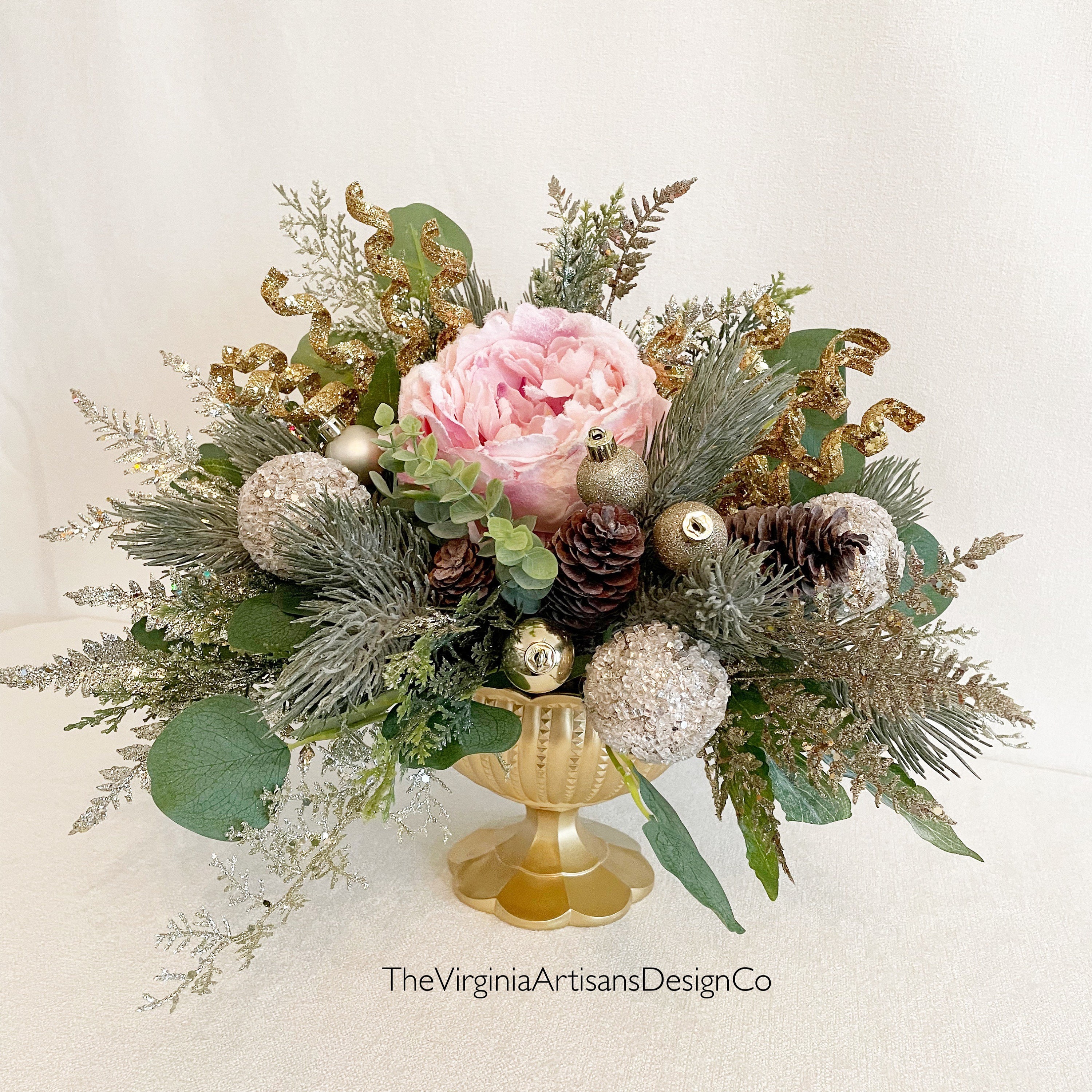 White and gold christmas flower arrangements Clearance