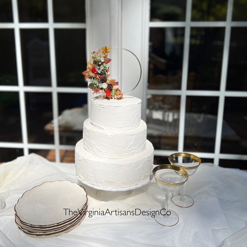 Fall Colors Hoop Cake Topper Fall Floral Cake Topper Etsy
