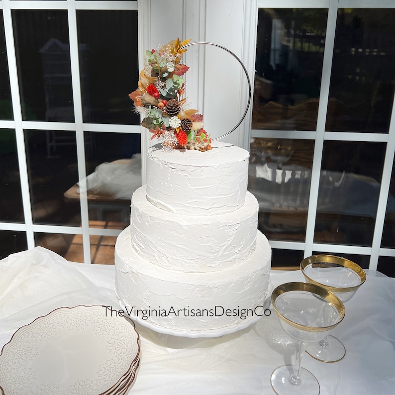 Fall Colors Hoop Cake Topper Fall Floral Cake Topper Etsy