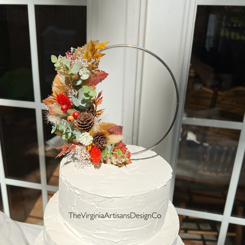 Fall Colors Hoop Cake Topper Fall Floral Cake Topper Etsy