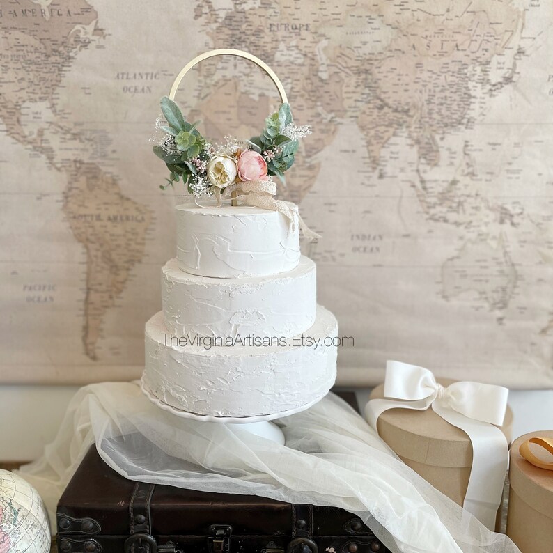 Hoop Blush and Cream Flower Cake Topper Flowers Cake Topper Etsy