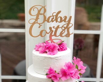 Baby's Gender Reveal Cake Topper - Baby Shower with Custom Name Cake Topper - Gender Reveal Party Decor