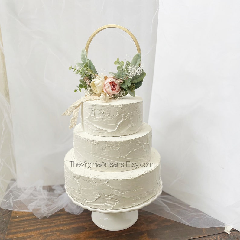 Hoop Blush and Cream Flower Cake Topper Flowers Cake Topper Etsy