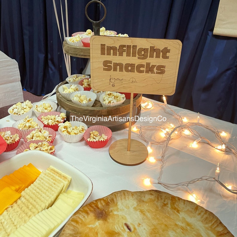 Inflight Snacks Sign/ Aviation Themed Table Sign, Aviation Party Decor / Baby Shower Vintage Airplane Baby Shower/ Birthday Decor image 4