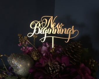 New Beginnings Sign - New Year Decor - Gold or Silver- Elegance Line