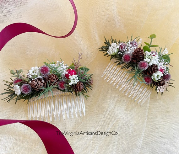 Christmas Floral Hair Comb Christmas Hair Clip Bridal - Etsy Sweden Christmas Floral Hair Comb Christmas Hair Clip Bridal - Etsy Sweden