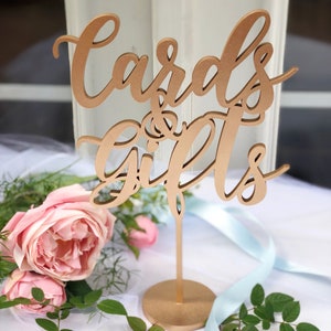 BEST SELLER Cards and Gifts Sign Party Signage Gold, Silver or DIY Laser Cut Gifts And Cards Sign Venice Line afbeelding 1