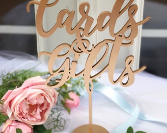 BEST SELLER! Cards and Gifts Sign - Party Signage - Gold, Silver or DIY - Laser Cut Gifts And Cards Sign -  Venice Line