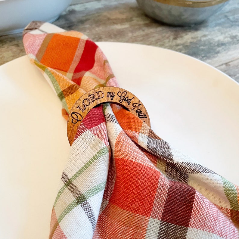 Napkin Rings Wood Napkin Rings with Scripture Thanksgiving Napkin Rings Thanksgiving Table Decor image 6