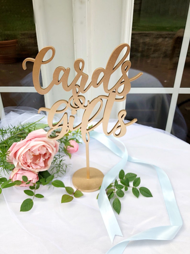BEST SELLER Cards and Gifts Sign Party Signage Gold, Silver or DIY Laser Cut Gifts And Cards Sign Venice Line afbeelding 6