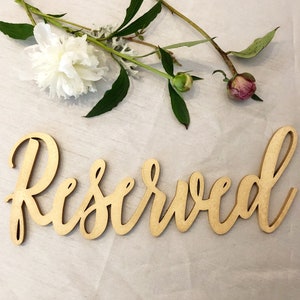 Reserved Seat Signs - Reserved Wedding Pew Signs - Reserved Chair Signs - Reserved Laser Cut Signs - Venice Line