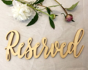 Reserved Seat Signs - Reserved Wedding Pew Signs - Reserved Chair Signs - Reserved Laser Cut Signs - Venice Line