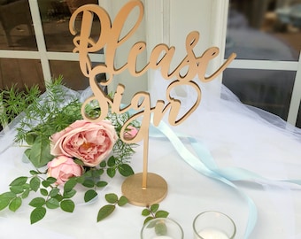 BEST SELLER! Laser Cut Please Sign - Please Sign our Guestbook Sign, Wedding Signage - Please Sign Table - Please Sign Wedding Sign -