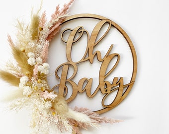 Oh Baby Hoop Dried Flowers Cake Topper - Dried Flowers Cake Topper - Cake Topper, Dried Flowers Cake Topper