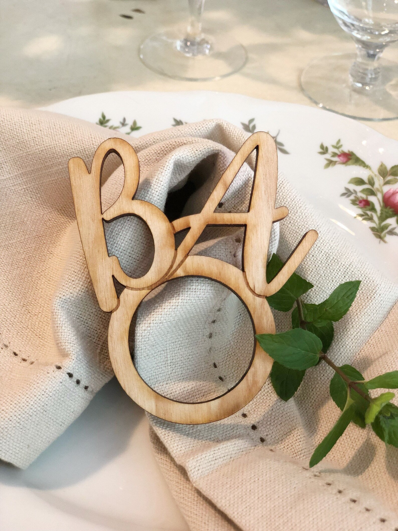 Set of 12 Two Initials Wood Napkin Rings Hostesses Gifts Etsy