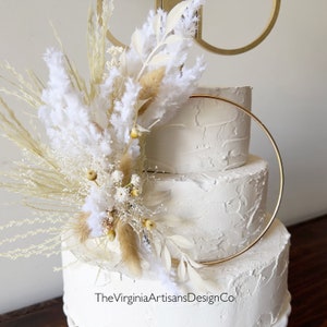 Hoop Dried Flowers Cake Topper - Floral Cake Topper - Wedding/Anniversary Cake Topper, Dried Flowers cake topper - Birthday Cake Topper