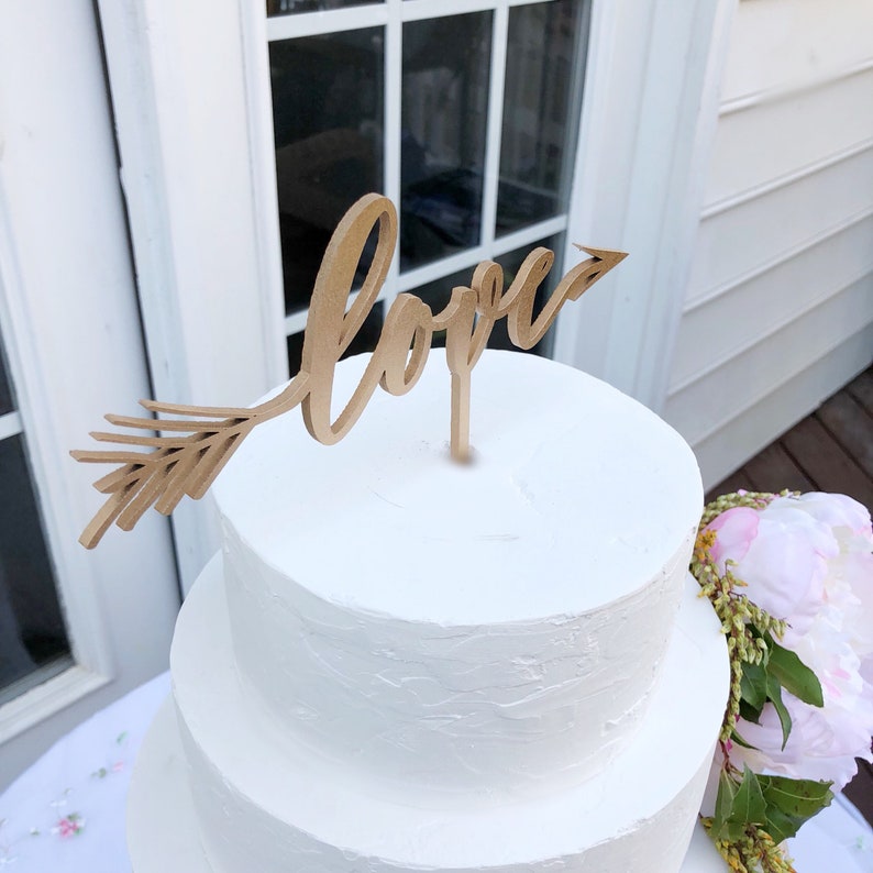 Love Cake Topper Gold Love Cake Topper Wedding Cake Etsy