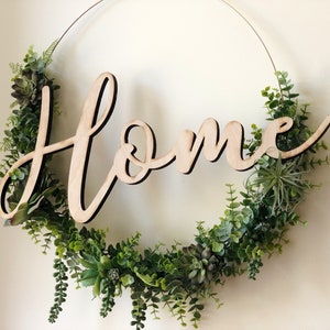 19 Succulent Wreath, Modern Hoop Wreath With Faux Succulents , Modern Style Wreath, Farmhouse Style Wreath, Home Succulents Wreath image 5