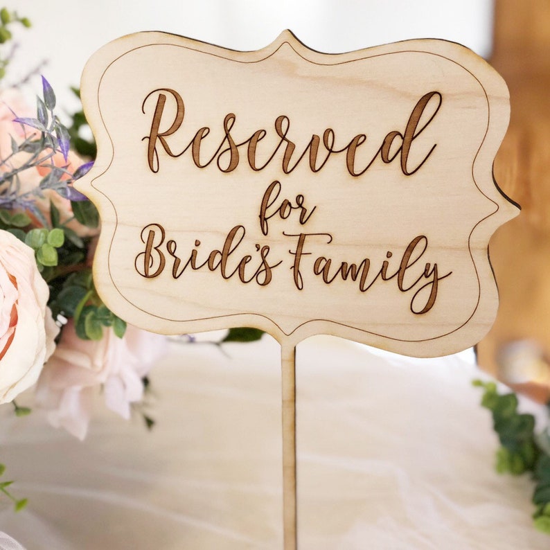 Reserved for Bride's Family Table Sign Rustic Wedding Etsy