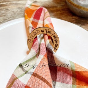 Napkin Rings Wood Napkin Rings with Scripture Thanksgiving Napkin Rings Thanksgiving Table Decor image 1