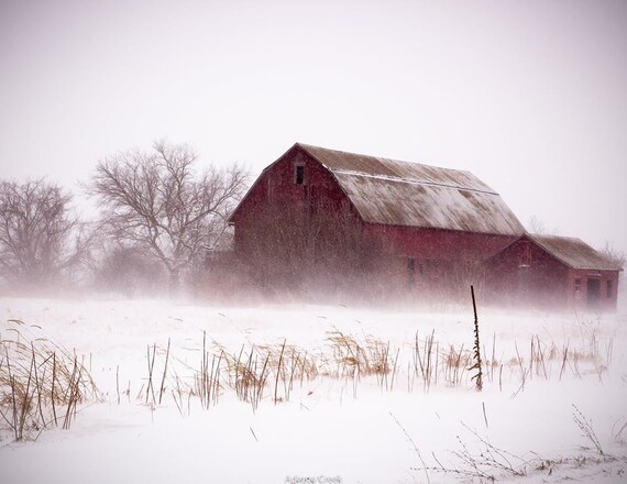 Winter Red Barn Farm Photography Winter Snow Barn Vintage Etsy