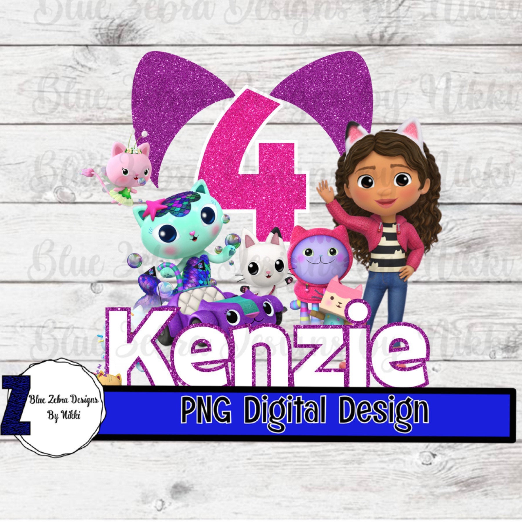 Gabbys Dollhouse Birthday Custom Design, Mercat, Pandy, Cat Rat , Dj ...