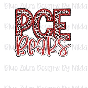 PCE Bears, School monogram, school mascot,  Park City Elementary, bears, Sublimation, PNG, glitter