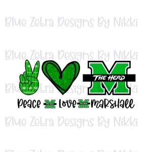 Marshall ,Peace Love Marshall, Marshall Thundering Herd, The Herd, Marshall University,sublimation ,png file, peace sign