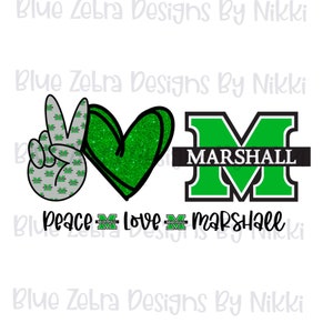Marshall ,Peace Love Marshall, Marshall Thundering Herd, The Herd, Marshall University,sublimation ,png file, peace sign