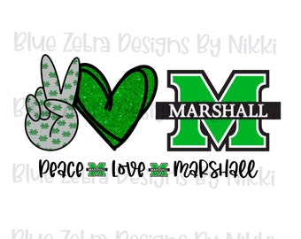 Marshall, Peace Love Marshall, Marshall Thundering Herd, The Herd, Marshall University, sublimazione, file png, segno di pace