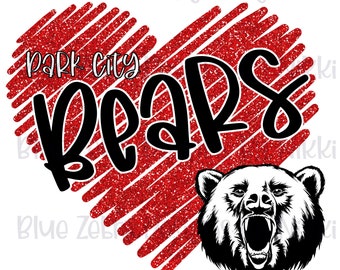 PCE Bears, School monogram, school mascot, scribble heart,  Park City Elementary, bears, Sublimation, PNG, glitter