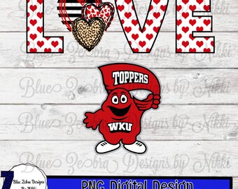 WKU ,Love WKU, WKU Hilltoppers, Go Big Red, Western Kentucky University,sublimation svg, png file, peace sign