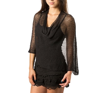 Xale de casamento preto, poncho de malha leve e solto, poncho transparente de verão, saída de praia formal, roupa de resort em mais de 50 cores, nº 1
