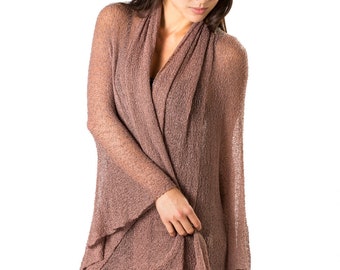 Brown Oversized Knit Cardigan, Boho Summer Cardigan, Boho Summer Kimono, Summer Sweater Wrap, Plus Size Kimono Cardigan