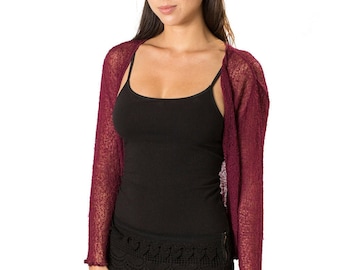 3/4 or Long Sleeve Knit Cardigan Shrug, Sheer Bolero, Wedding Bolero, Red Wine Cardigan, Summer Cardigan, Avail in 20 Colors!