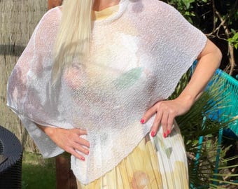 Wedding Shawl Knit Poncho Cover Up – Elegant Evening Outfit, Mother of the Bride or Formal Event Lightweight Shawl