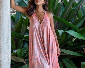 Pink Harem Convertible Jumpsuit, Elegant Beach Cover Up, Summer Bohemian Clothing, Convert to Dress! Pockets Fit XS-XL Pre-Order 6/30