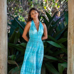 Turquoise Multiway Tammy Dress, Bridesmaid Convertible Infinity Maxi, Lightweight Tropical Resort Long Dress, Fits XS-L (0-12)