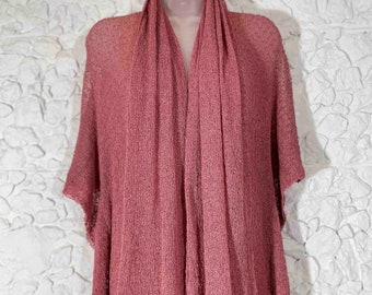 Rose Pink #115 Lightweight Loose Knit Boho Womens Wedding Kimono Cardigan, Long Versatile Elegant Cardigan Wrap, One Size Fits All Knitwear