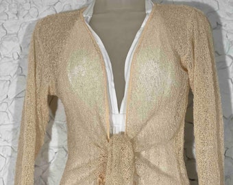 Ivory Cream #36 Evening Cardigan Wrap, 3/4 or Long Sleeve Cardigan Shrug, Sheer Bolero, Wedding Bolero, Knit Ballet wrap