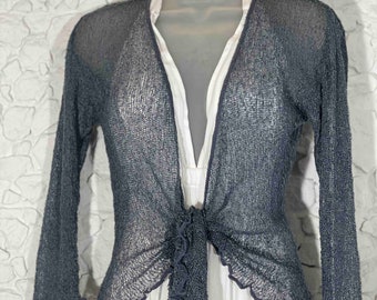 Grey Evening #39 Sheer Cardigan, 3/4 or Long Sleeve Cardigan Knit Bolero Shrug, Wedding Bolero, Ballet wrap Avail in 20 Colors!