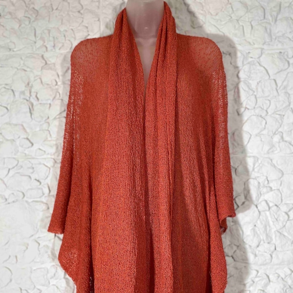 Orange #111 Versatile Cardigan Wrap, Elegant Lightweight Loose Knit Boho Womens Wedding Kimono Cardigan, One Size Fits All Knitwear