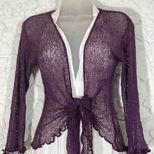 Purple Wine #38 Sheer Cardigan, Formal Evening Shrug, 3/4 or Long Sleeve Sheer Bolero, Wedding Bolero, Ballet wrap Avail in 20 Colors!